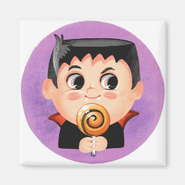 Cute-pojken i en vampyr Halloween-kostym Magnet