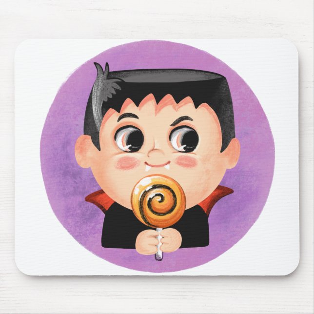 Cute-pojken i en vampyr Halloween-kostym Musmatta (Framsidan)