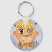 Cute-pojken i en Voodoo-dräkt Classic Round Sticke