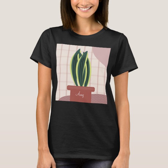 Cute Poktake Plant Personlig Namn T Shirt (Framsida)