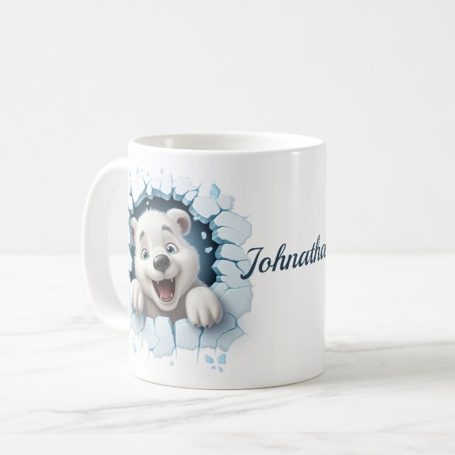 Cute Polar Bär 3D-jul Kaffemugg (Framsida vänster)
