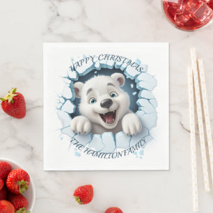 Cute Polar Bär 3D-jul Pappersservett