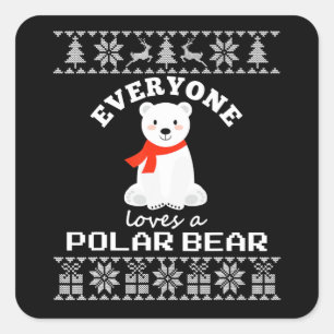 Cute Polar Bär Familj Animal Lover-jul Fyrkantigt Klistermärke