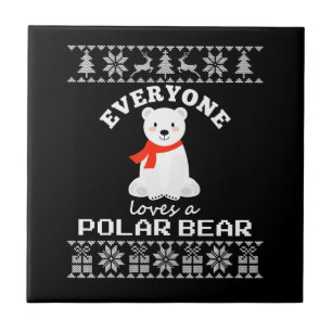 Cute Polar Bär Familj Animal Lover-jul Kakelplatta