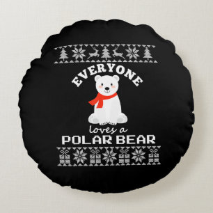 Cute Polar Bär Familj Animal Lover-jul Rund Kudde