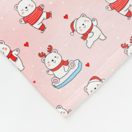 Cute Polar Bär jul Sömlös Mönster Fleecefilt