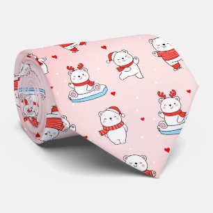 Cute Polar Bär jul Sömlös Mönster Slips