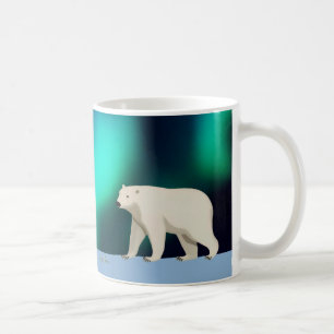 Cute Polar Bear and Northern Lights Kaffemugg