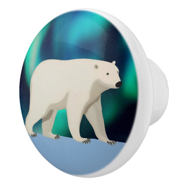 Cute Polar Bear and Northern Lights Knopp (Höger)