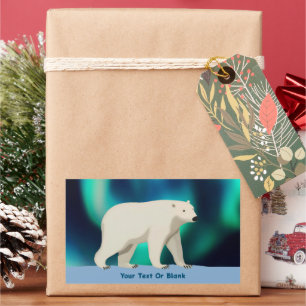Cute Polar Bear and Northern Lights Rektangulärt Klistermärke