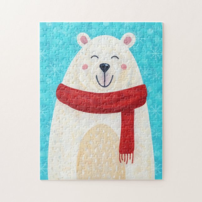 Cute Polar Bear Art Christmas Holiday Puzzle Art Pussel (Vertikal)