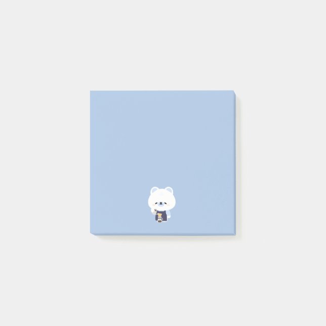 Cute Polar Bear Barista Post-it Block (Framsida)