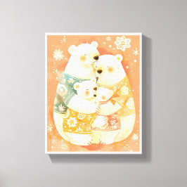 Cute Polar Bear Family Vertical Poster Wall Art Canvastryck