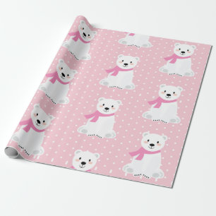 Cute Polar Bear Flicka Rosa Presentpapper
