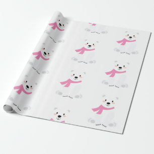Cute Polar Bear Flicka Rosa Presentpapper