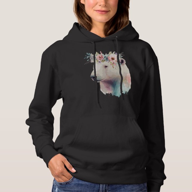 Cute Polar Bear Flower Crown Animal T Shirt (Framsida)