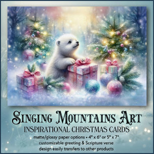Cute Polar Bear God Godes Kristna juljul Helgkort