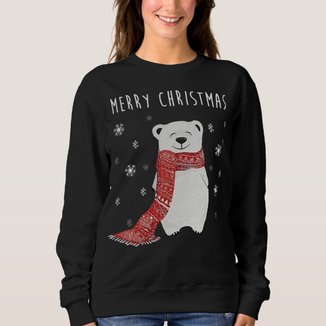 Cute Polar Bear God jul Julafton T Shirt (Framsida)