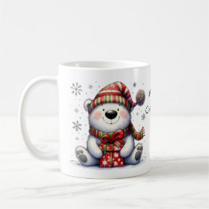 Cute Polar Bear God jul Kaffemugg