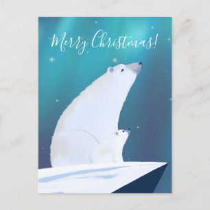Cute Polar Bear God jul Vykort