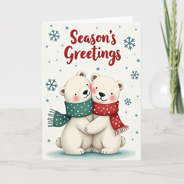 Cute Polar Bear Holiday Card Kort (Framsida)