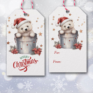 Cute Polar Bear i julklapp Presentetikett