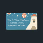 Cute Polar Bear i jultomten Anpassningsbar jul Adressetikett<br><div class="desc">Personlig jul-adressetiketter med en söt polar bär en julhatt och plats för ditt namn och adress.</div>