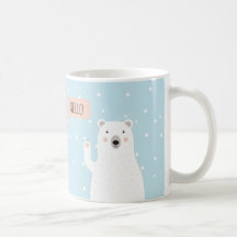 Cute Polar Bear i Snö säger Hej + NAMN