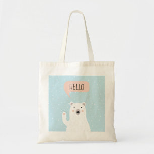 Cute Polar Bear i Snö säger Hej Tygkasse