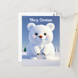Cute Polar Bear Jul Festive Helgdag Vykort