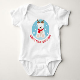 Cute Polar Bear med Antlers - Första jul T Shirt