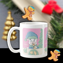 Cute Polar Bear med Cookie Kid Helgdag Mugg