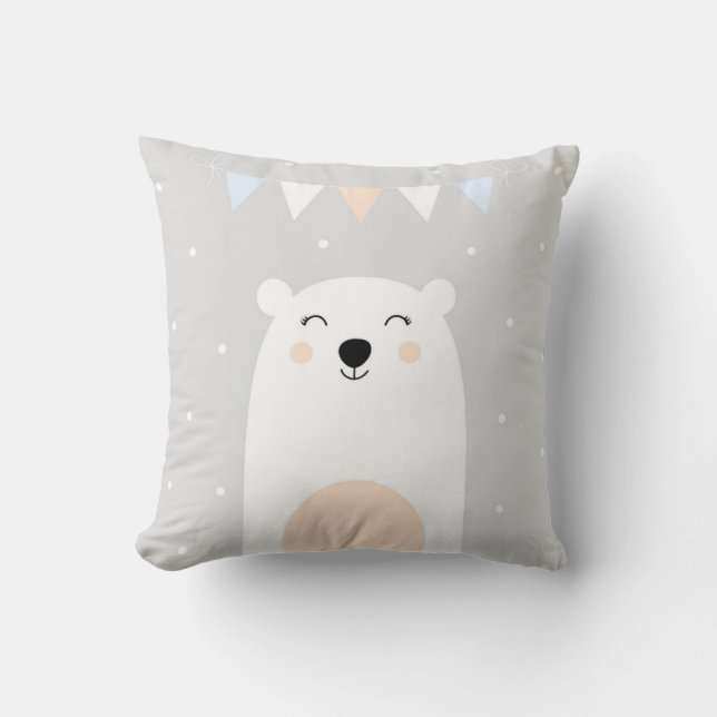 Cute Polar Bear Nursery Cushion Kudde (Framsida)