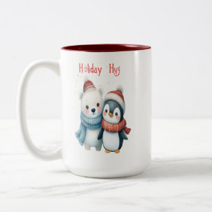 Cute Polar Bear och Penguin Friends jul Mugg