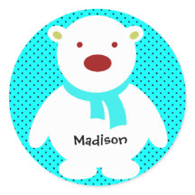 Cute Polar Bear on Aqua, Lägg till Namn
