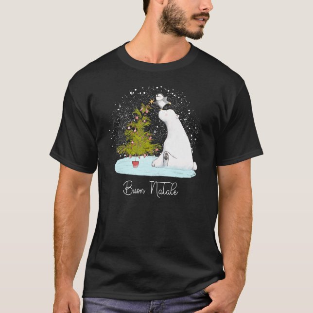 Cute Polar Bear Penguin jul T Shirt (Framsida)