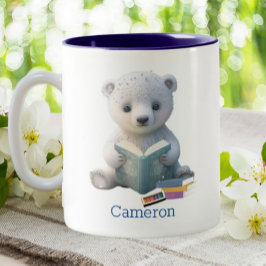 Cute Polar Bear Reading a Bok Personlig Två-Tonad Mugg