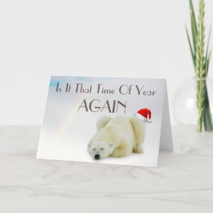 Cute Polar Bear Santa Hat Vinterjul Helgkort