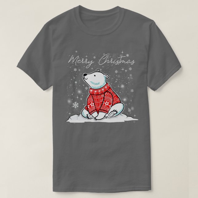 Cute Polar Bear Scarf God jul Julafton Helgdag T Shirt (Design framsida)