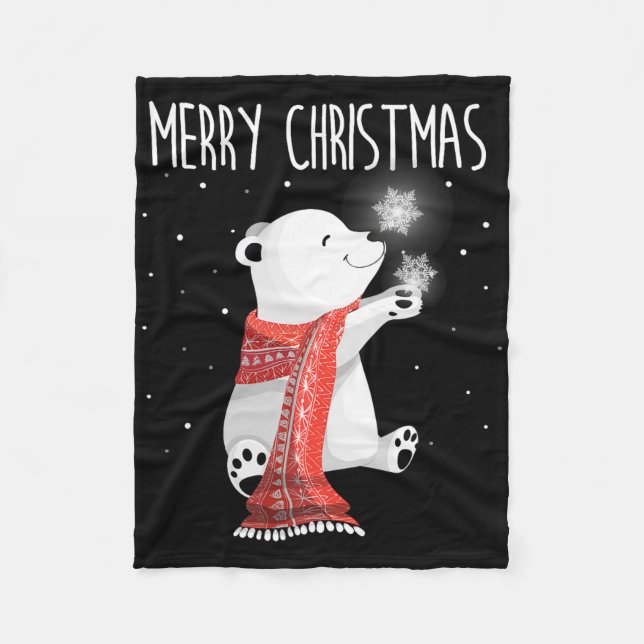 Cute Polar Bear Scarf Merry Christmas Xmas Holiday Fleecefilt (Framsidan)