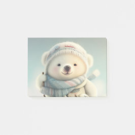 Cute Polar Bear Skiing Snowflake Winter Wonderland Post-it Block