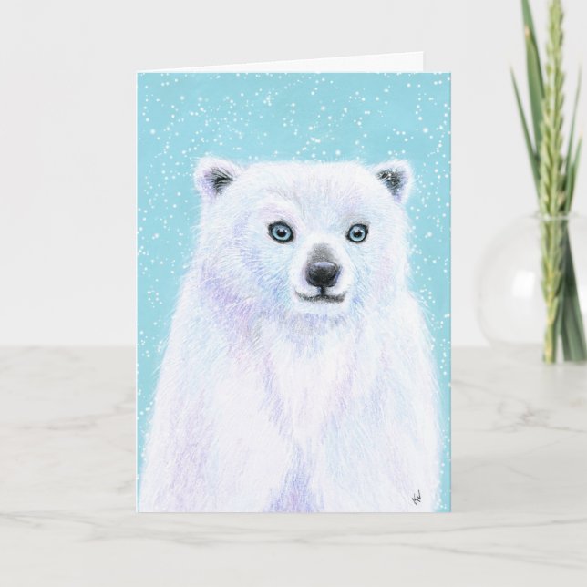 Cute Polar Bear Snö, valfritt tillfälle- eller föd Helgkort (Framsida)