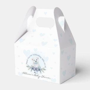 Cute Polar Bear Unge Blue Boy Winter Baby Shower Presentaskar