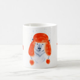 Cute Polar Bear Unge i Red Winter Hat-jul Kaffemugg