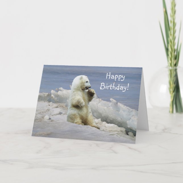 Cute Polar Bear Unge och Arktiska isfödelsedag Kort (Framsida)