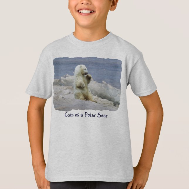 Cute Polar Bear Unge och Arktiska ismyggor Tee Shirt (Framsida)