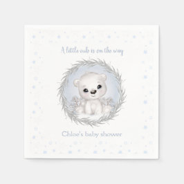 Cute Polar Bear White Winter Boy Shower Pappersservett