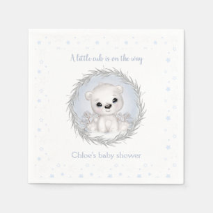 Cute Polar Bear White Winter Boy Shower Pappersservett