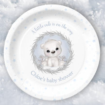 Cute Polar Bear Winter Boy Shower White