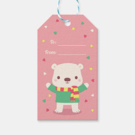 Cute Polar Bear Winter Scarf och Sweater Helgdag Presentetikett